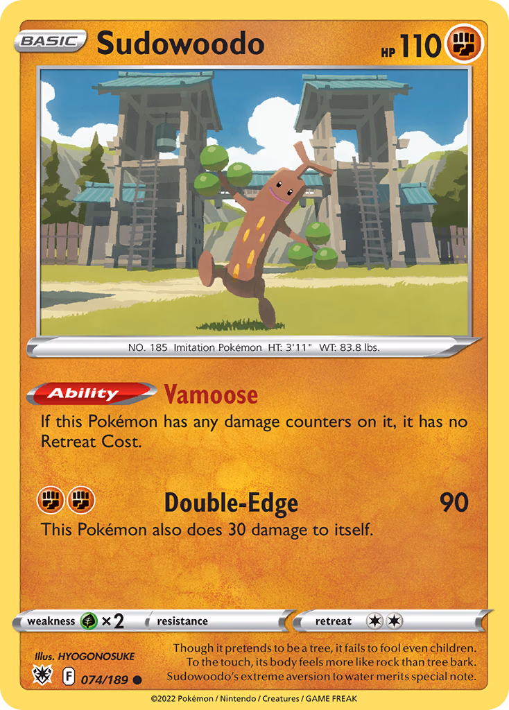 Sudowoodo Pokemon card (074/189, Astral Radiance)