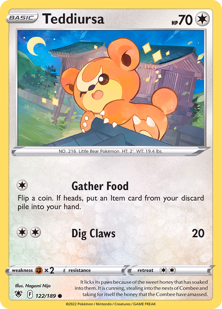 Teddiursa Pokemon card (122/189, Astral Radiance)