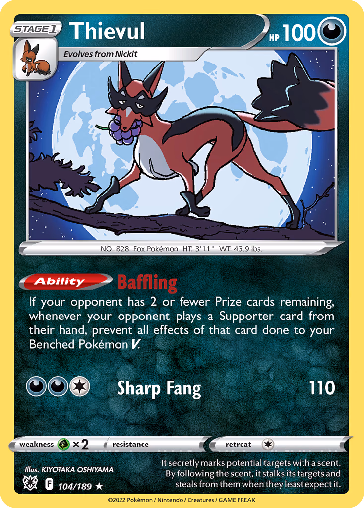 Thievul Pokemon card (104/189, Astral Radiance)
