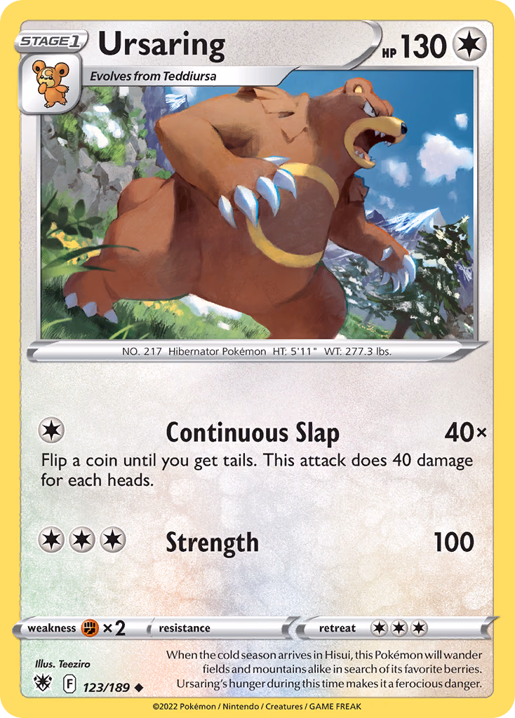 Ursaring Pokemon card (123/189, Astral Radiance)
