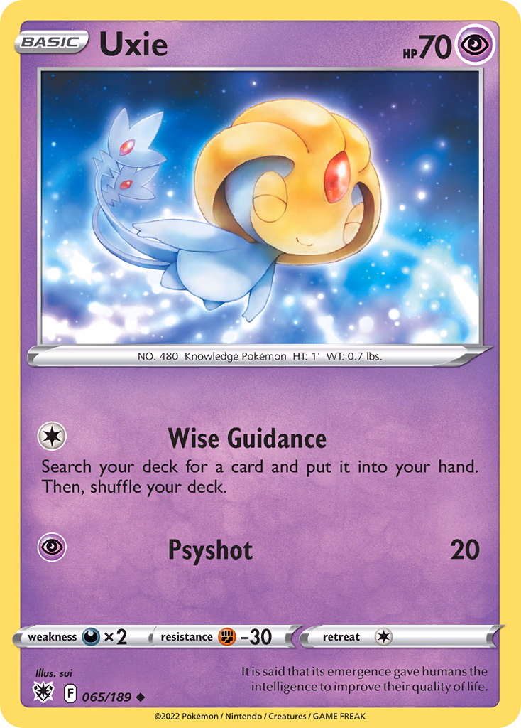 Uxie Pokemon card (065/189, Astral Radiance)