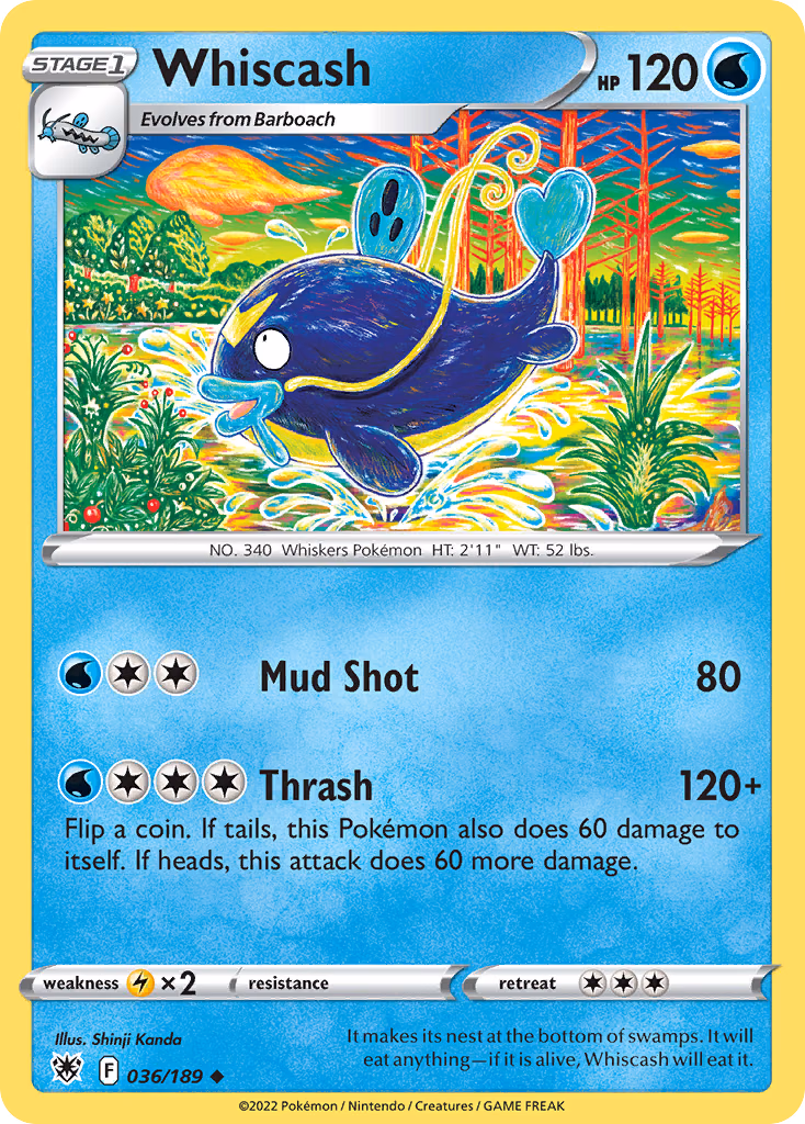 Whiscash Pokemon card (036/189, Astral Radiance)