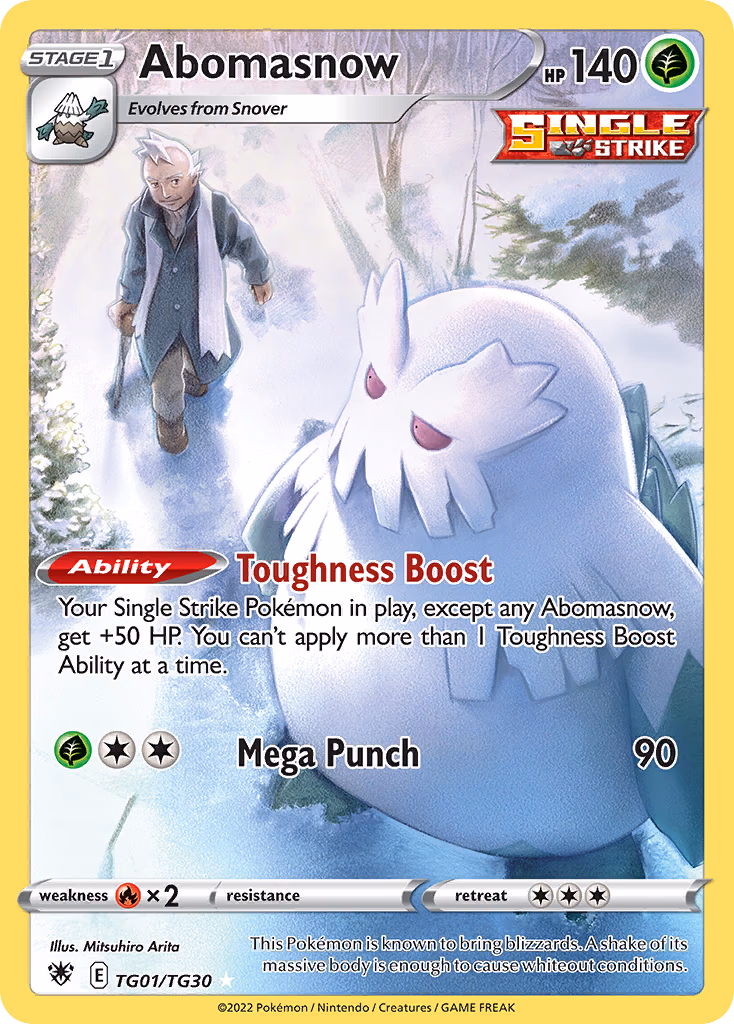 Abomasnow Pokemon card (TG01/TG30, Astral Radiance Trainer Gallery)