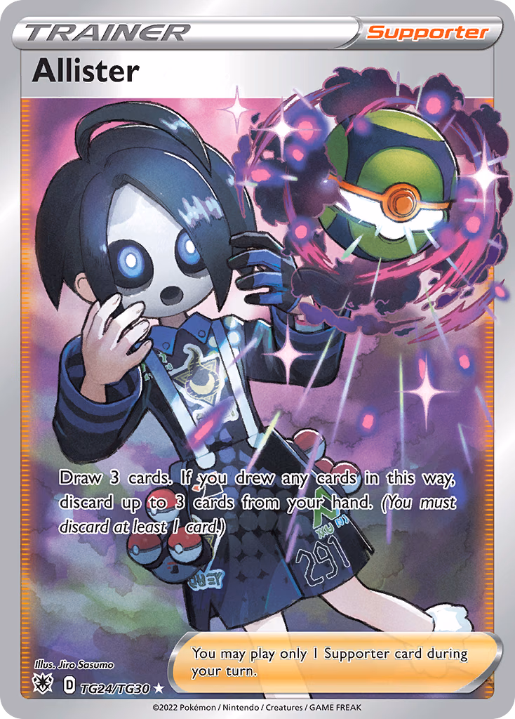 Allister Pokemon card (TG24/TG30, Astral Radiance Trainer Gallery)