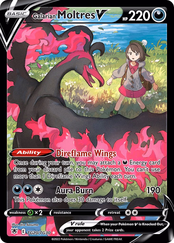 Galarian Moltres V Pokemon card (TG20/TG30, Astral Radiance Trainer Gallery)
