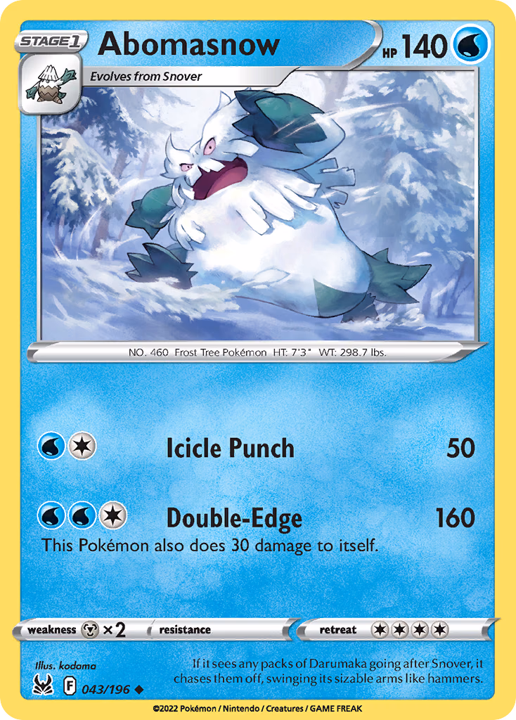 Abomasnow Pokemon card (043/196, Lost Origin)