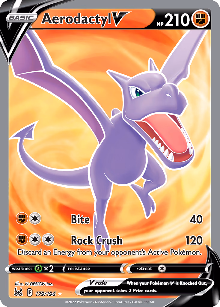 Aerodactyl V Pokemon card (179/196, Lost Origin)
