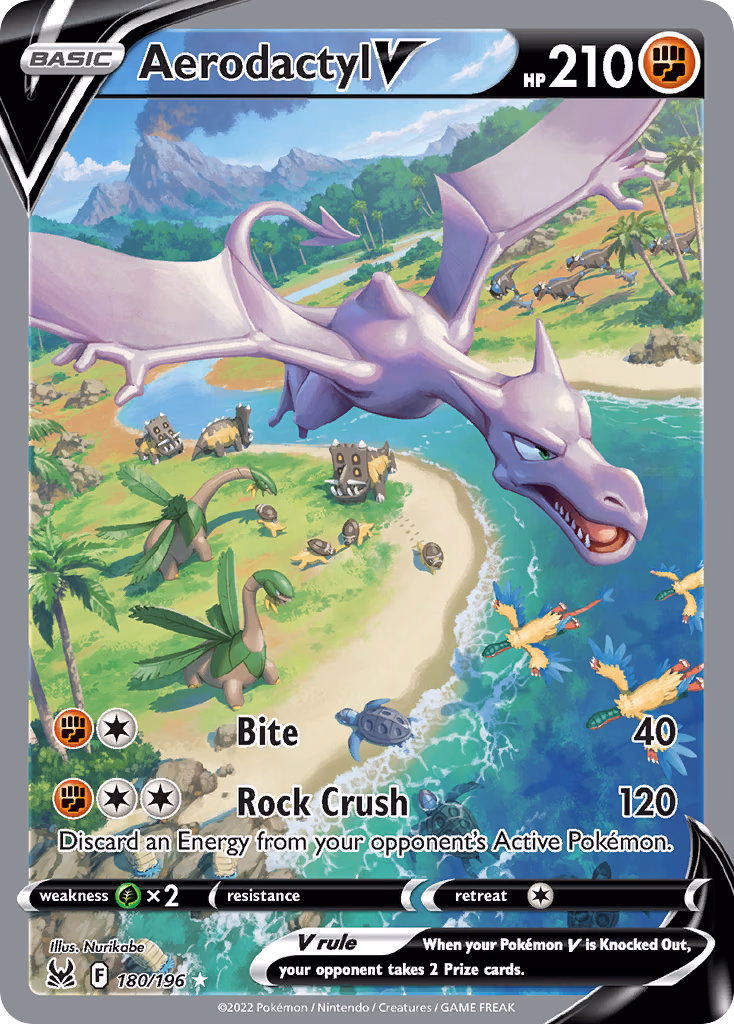 Aerodactyl V Pokemon card (180/196, Lost Origin)