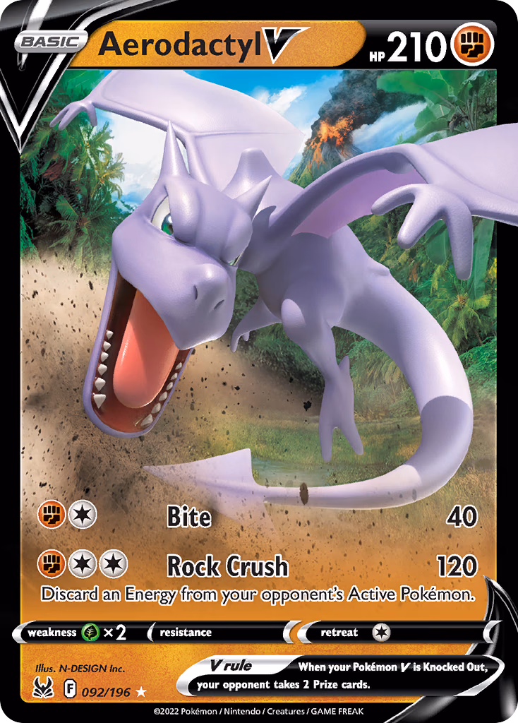 Aerodactyl V Pokemon card (092/196, Lost Origin)