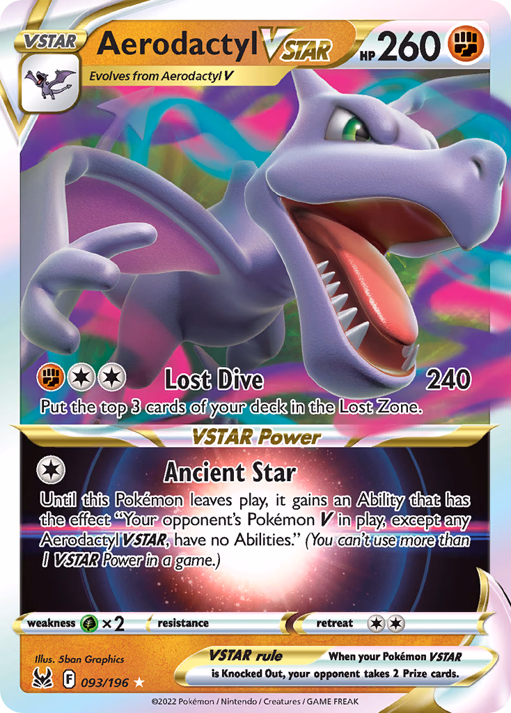 Aerodactyl VSTAR Pokemon card (093/196, Lost Origin)
