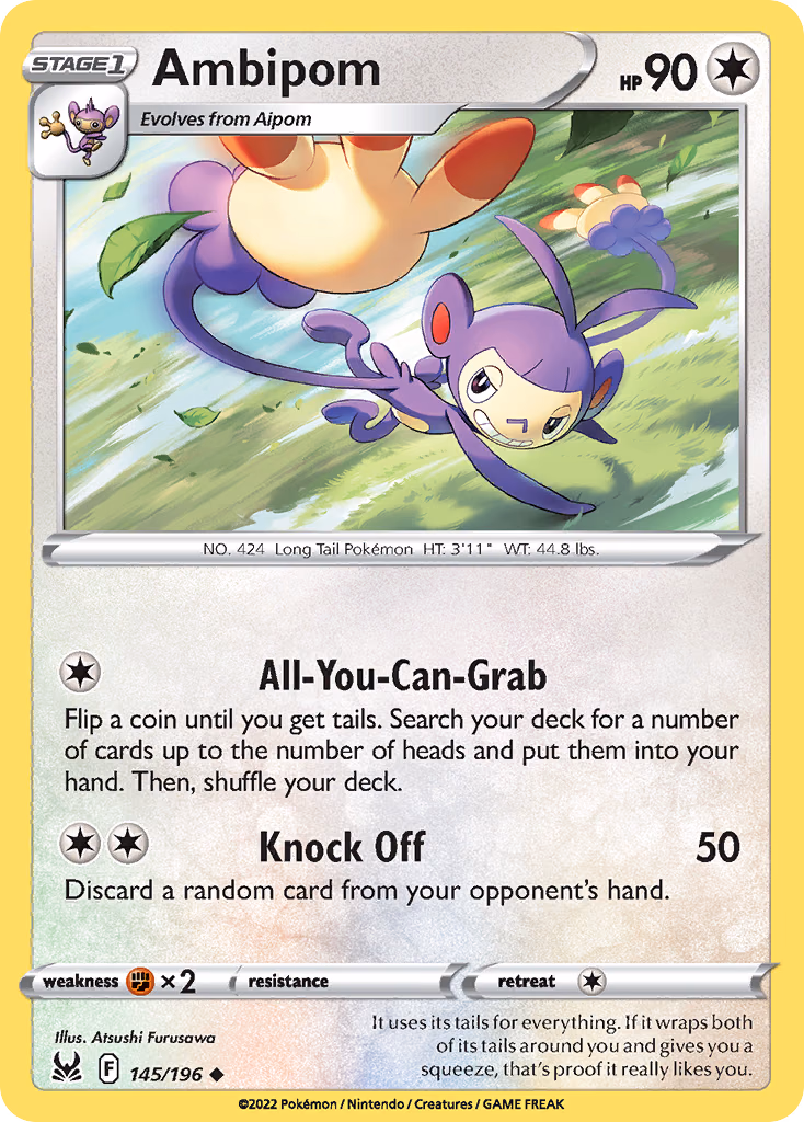 Ambipom Pokemon card (145/196, Lost Origin)