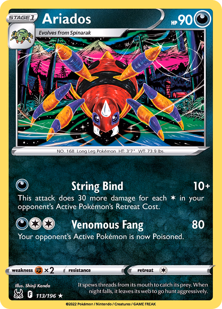 Ariados Pokemon card (113/196, Lost Origin)