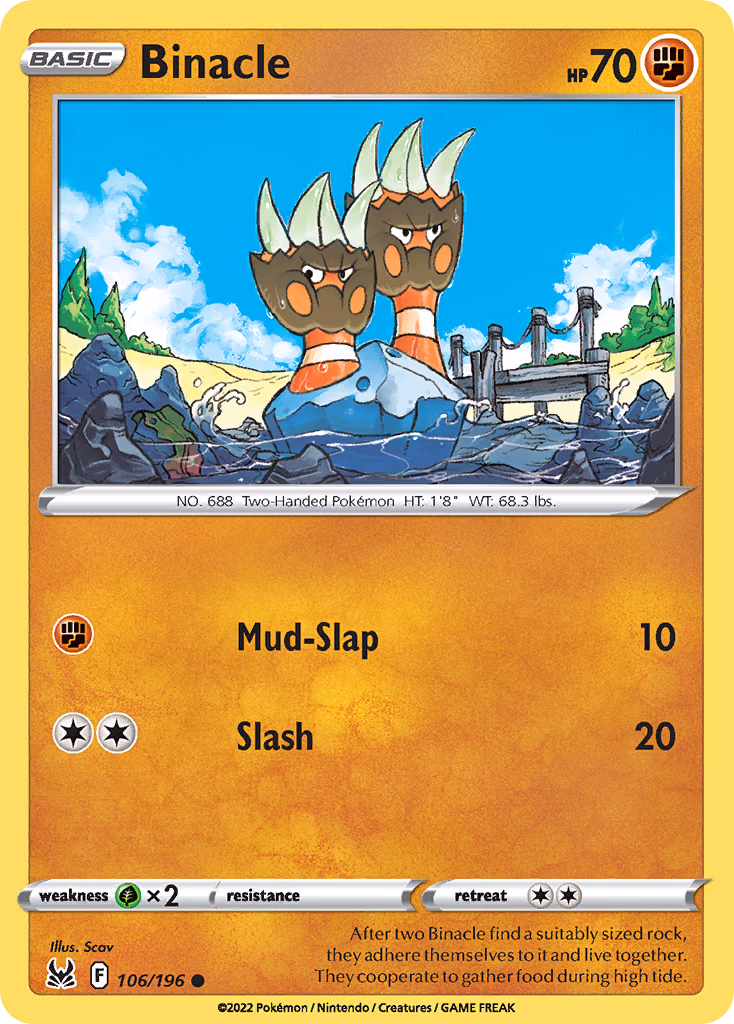 Binacle Pokemon card (106/196, Lost Origin)