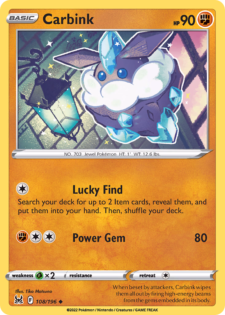 Carbink Pokemon card (108/196, Lost Origin)
