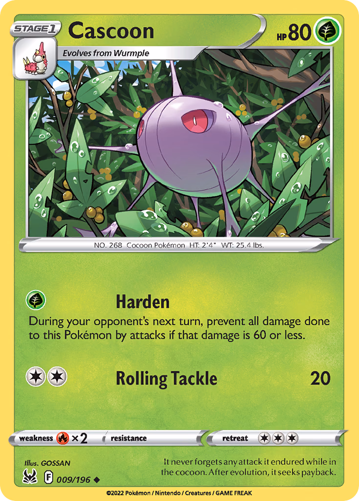 Cascoon Pokemon card (009/196, Lost Origin)
