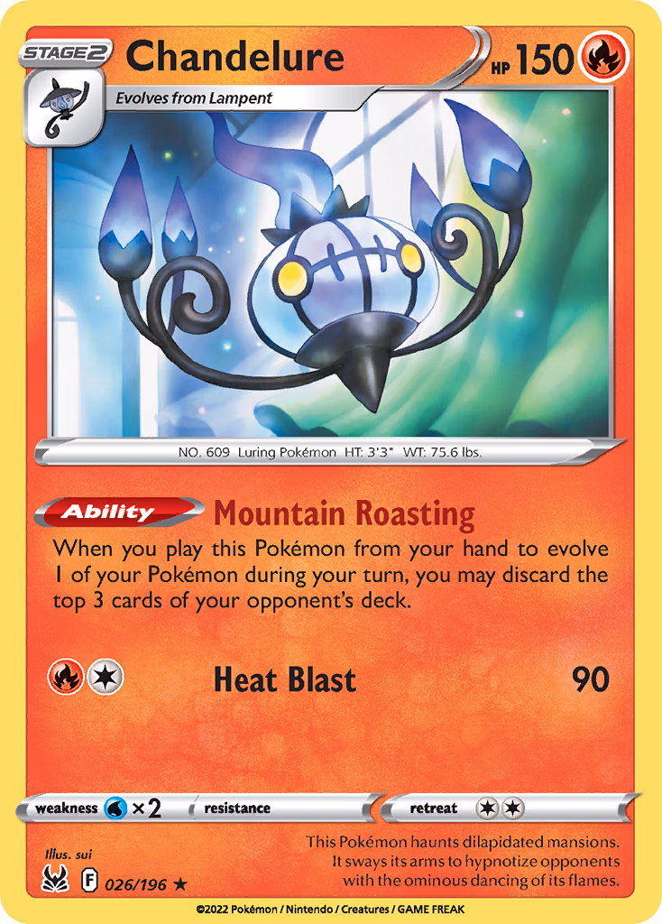 Chandelure Pokemon card (026/196, Lost Origin)