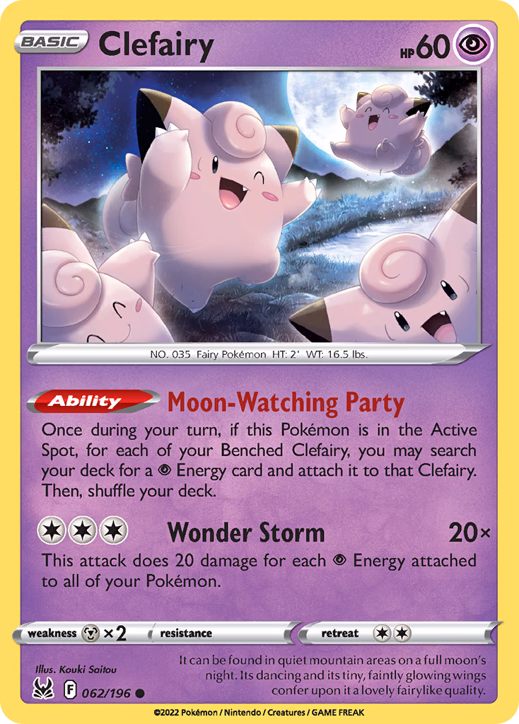 Clefairy Pokemon card (062/196, Lost Origin)