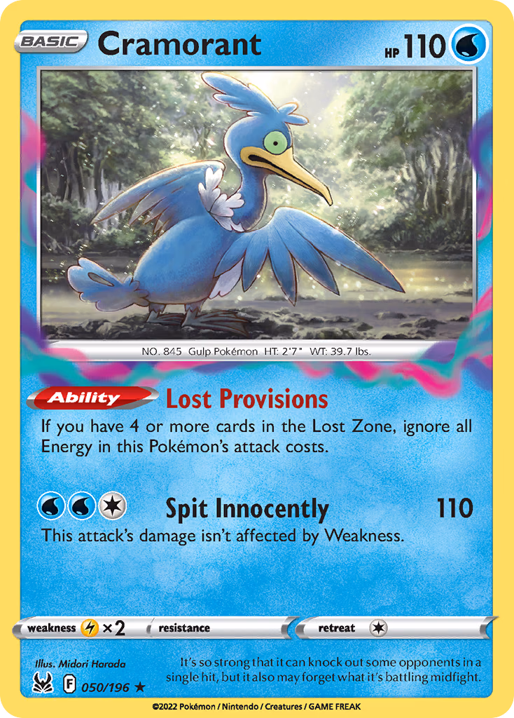 Cramorant Pokemon card (050/196, Lost Origin)