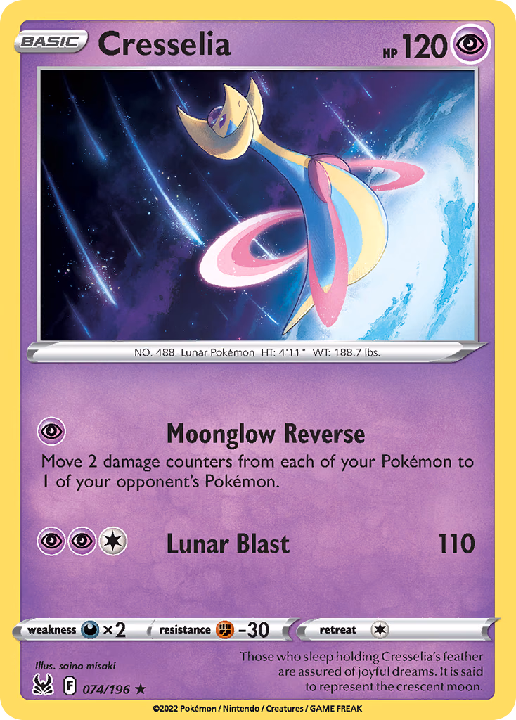 Cresselia Pokemon card (074/196, Lost Origin)