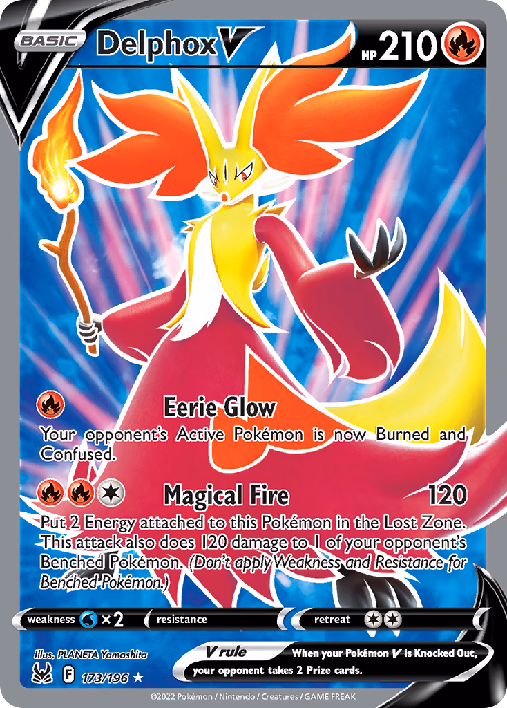 Delphox V Pokemon card (173/196, Lost Origin)