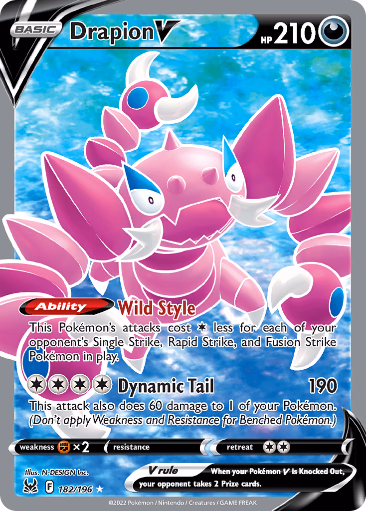 Drapion V Pokemon card (182/196, Lost Origin)