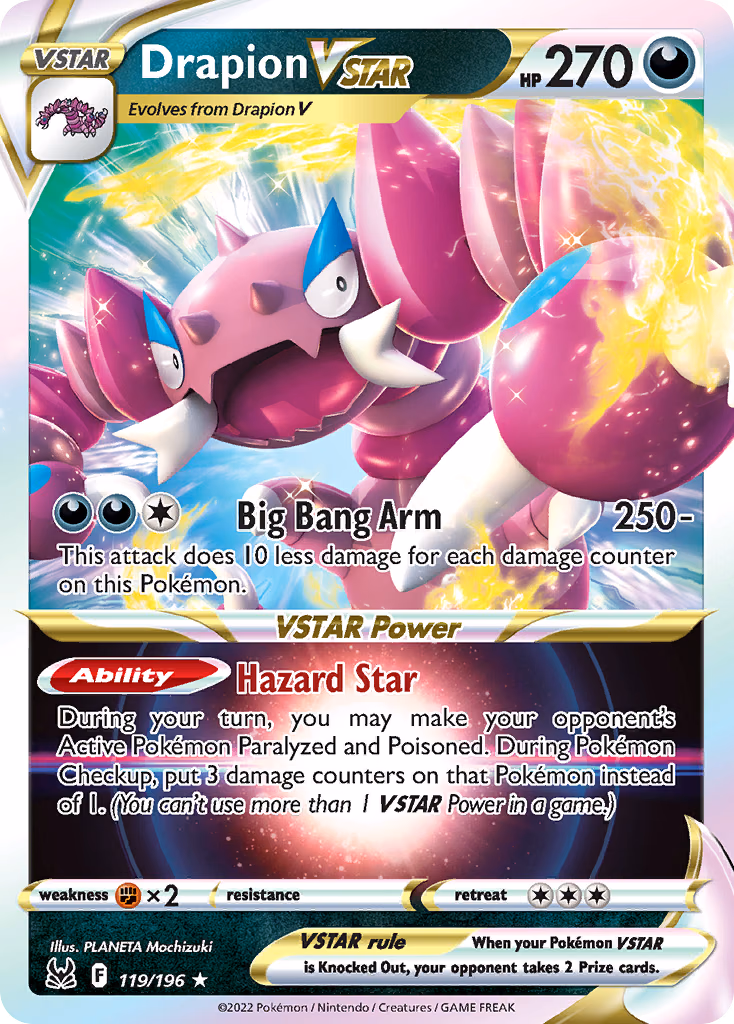 Drapion VSTAR Pokemon card (119/196, Lost Origin)
