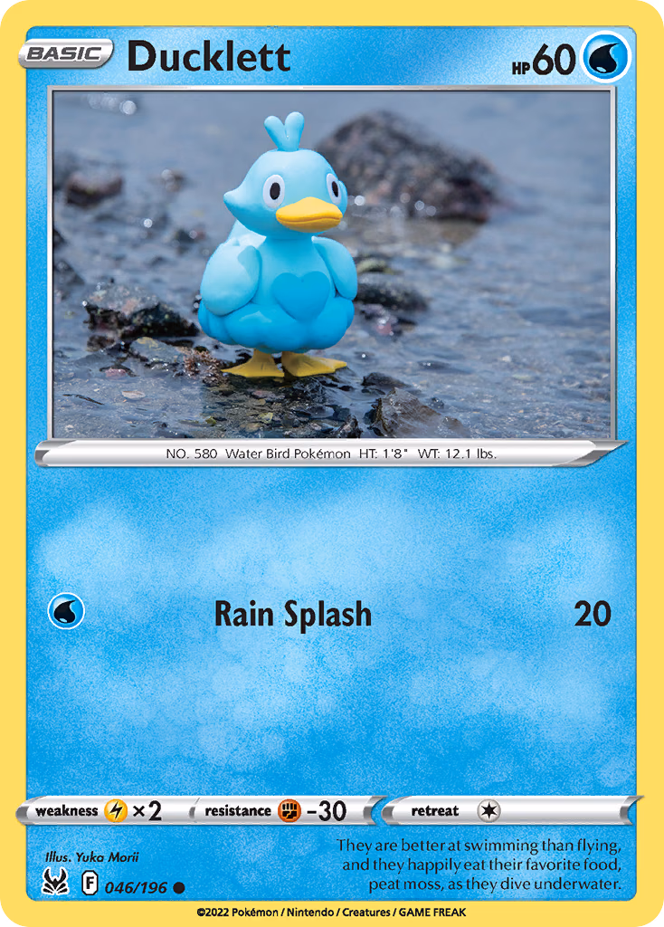 Ducklett Pokemon card (046/196, Lost Origin)