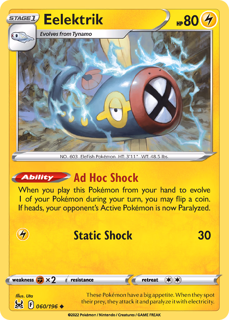 Eelektrik Pokemon card (060/196, Lost Origin)