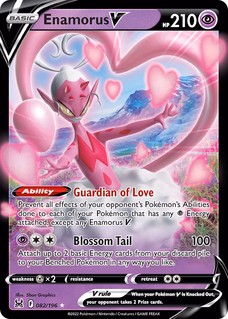 Enamorus V Pokemon card (082/196, Lost Origin)