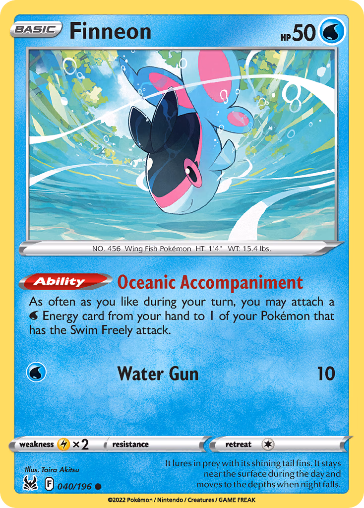 Finneon Pokemon card (040/196, Lost Origin)