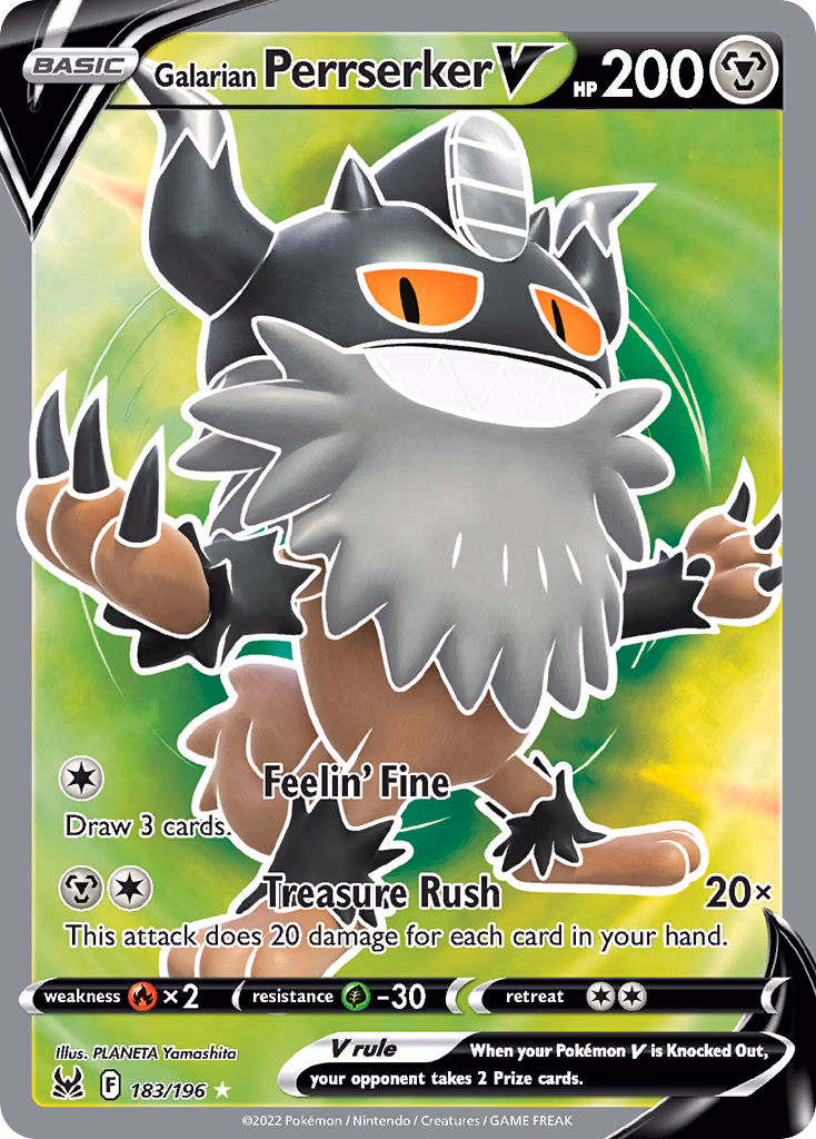Galarian Perrserker V Pokemon card (183/196, Lost Origin)