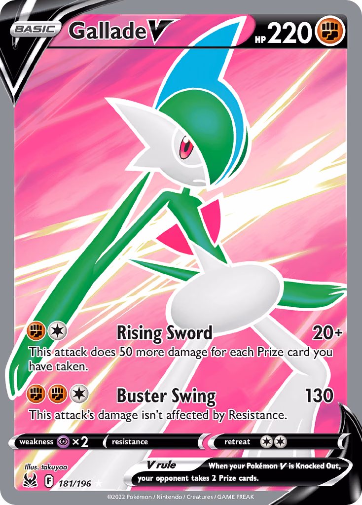 Gallade V Pokemon card (181/196, Lost Origin)