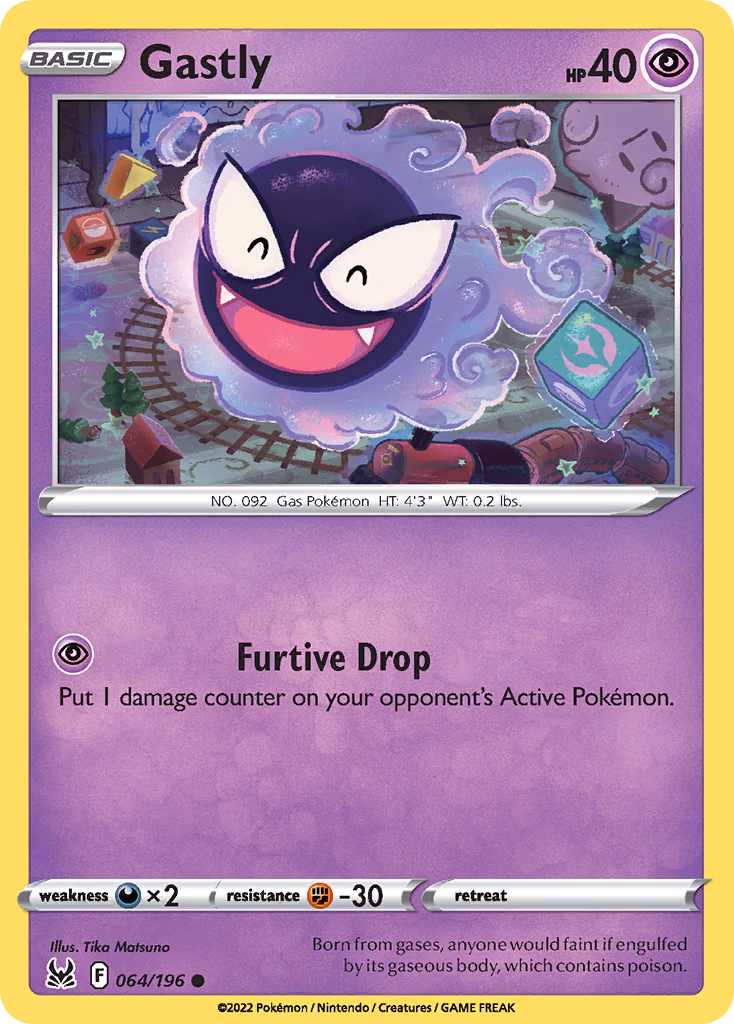 Gastly Pokemon card (064/196, Lost Origin)