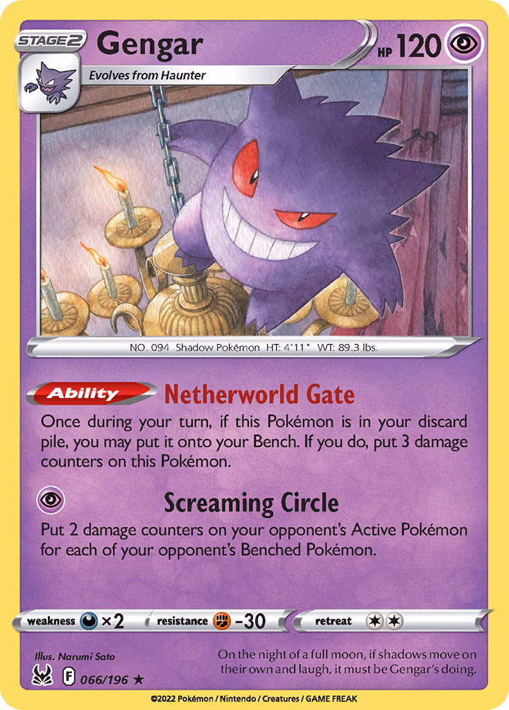 Gengar Pokemon card (066/196, Lost Origin)