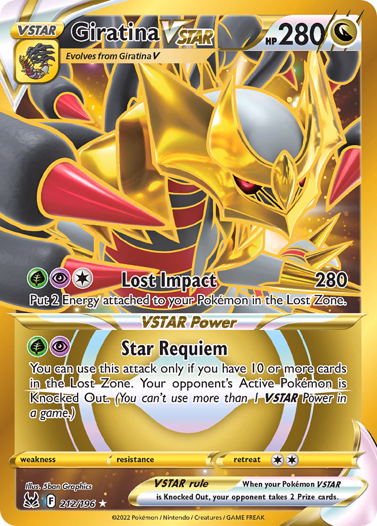 Giratina VSTAR Pokemon card (212/196, Lost Origin)