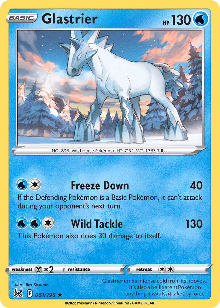 Glastrier Pokemon card (051/196, Lost Origin)