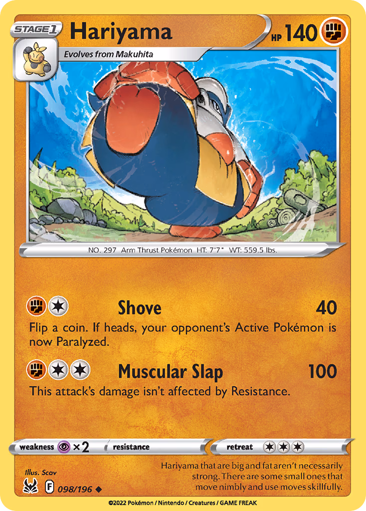 Hariyama Pokemon card (098/196, Lost Origin)