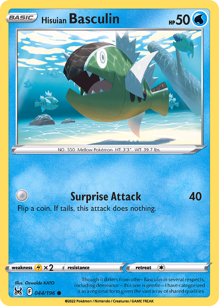 Hisuian Basculin Pokemon card (044/196, Lost Origin)