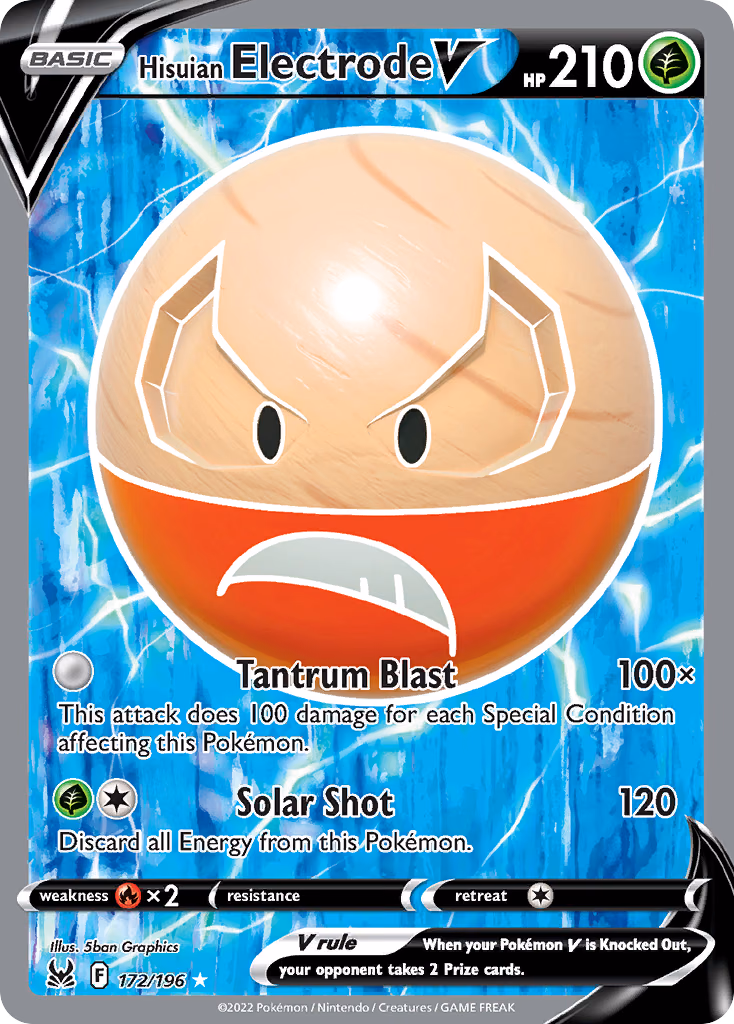 Hisuian Electrode V Pokemon card (172/196, Lost Origin)