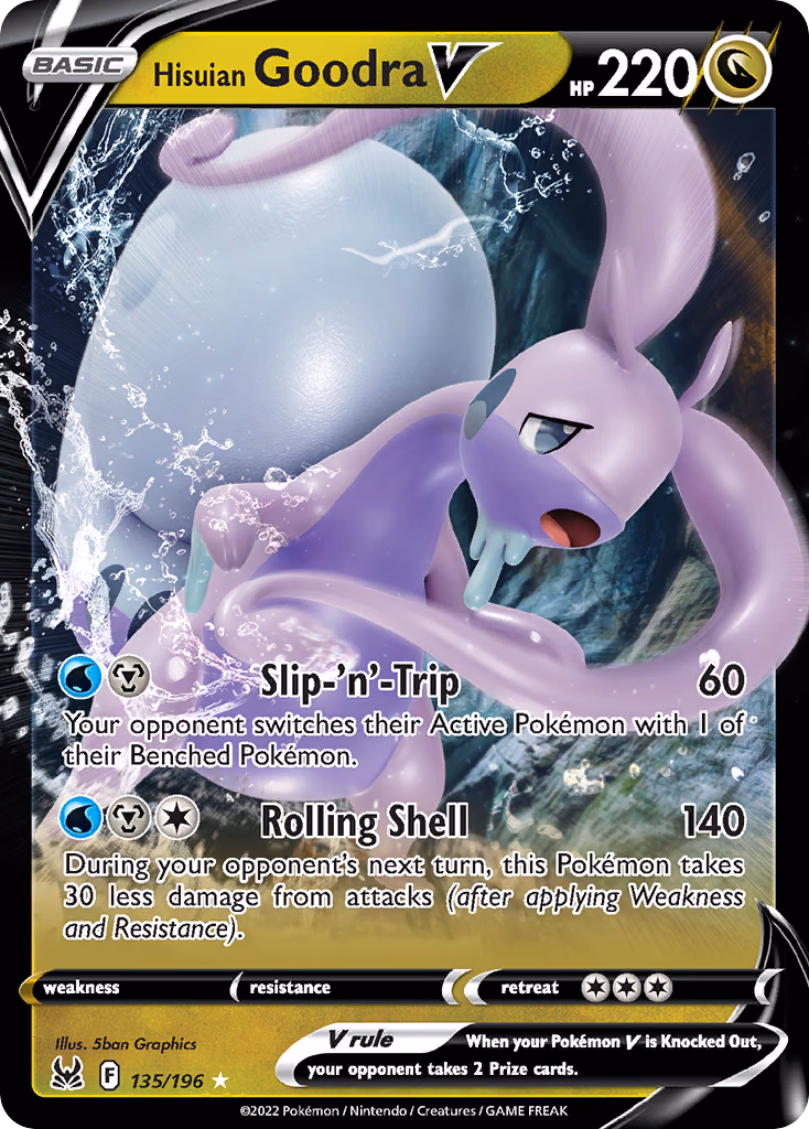 Hisuian Goodra V Pokemon card (135/196, Lost Origin)