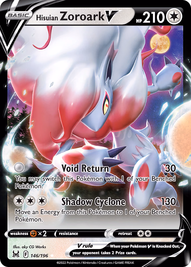 Hisuian Zoroark V Pokemon card (146/196, Lost Origin)