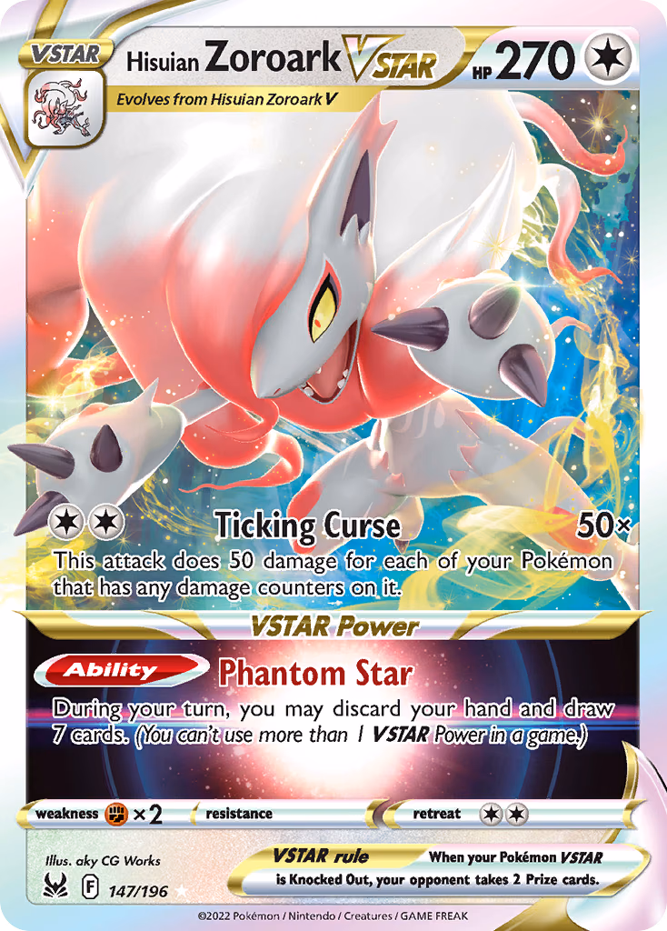 Hisuian Zoroark VSTAR Pokemon card (147/196, Lost Origin)