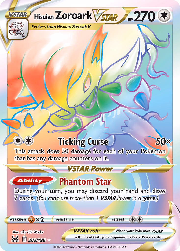 Hisuian Zoroark VSTAR Pokemon card (203/196, Lost Origin)