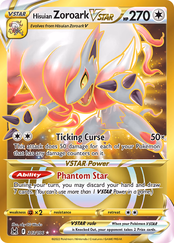 Hisuian Zoroark VSTAR Pokemon card (213/196, Lost Origin)