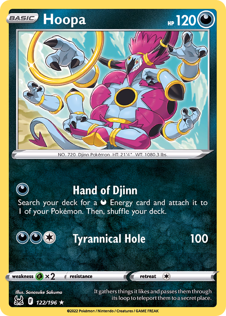 Hoopa Pokemon card (122/196, Lost Origin)