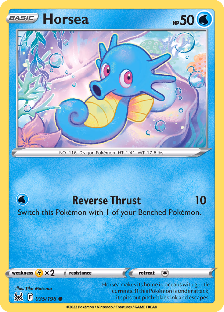 Horsea Pokemon card (035/196, Lost Origin)