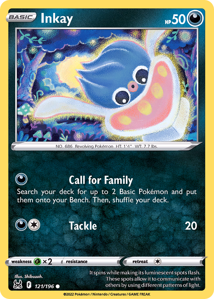 Inkay Pokemon card (121/196, Lost Origin)