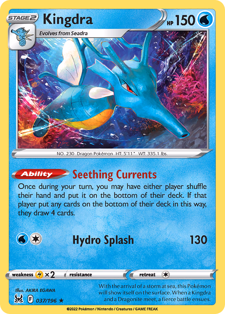 Kingdra Pokemon card (037/196, Lost Origin)