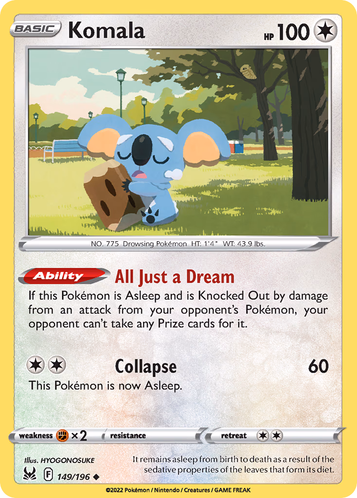 Komala Pokemon card (149/196, Lost Origin)