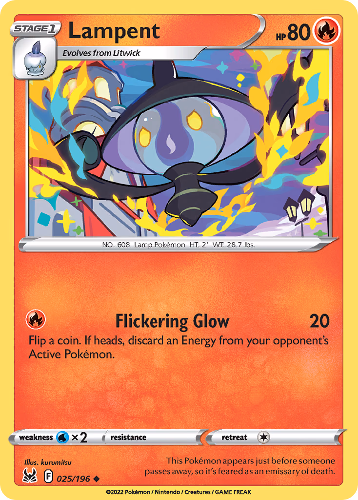 Lampent Pokemon card (025/196, Lost Origin)